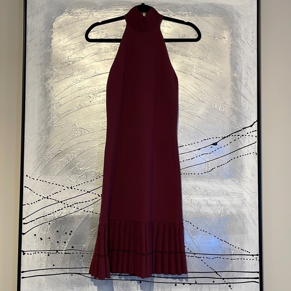 Michael Kors Dresses & Skirts - Michael Kors Halter Midi Dress With Gold Zipper Size XS Burgundy